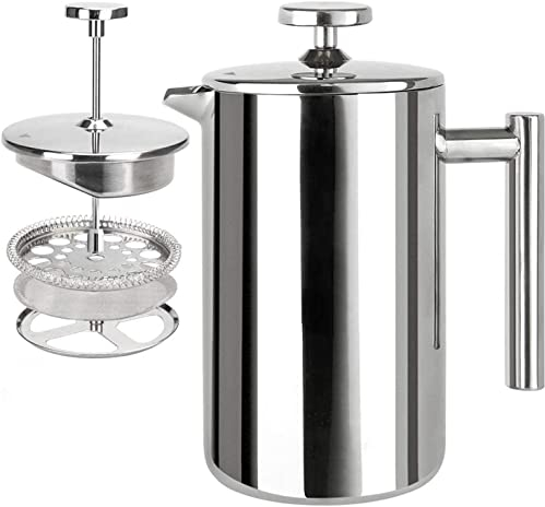 Multifunction Portable Press Coffee Maker,Vacuum Insulated Travel Mug,Leak Proof Cafetière,Versatile Coffee Flask,Stainless Steel