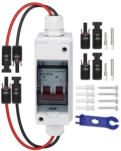 CNLonQcom DC Trennschalter PV Anlage 32A 500V PV Sicherungsautomat Solar Anschlusskasten 1 In 1 Out Mit Kabel Solarstecker IP65 Wasserdicht Für Solar Anlage