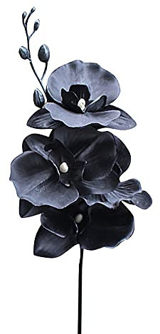 belupai Fiore Artificiale Phalaenopsis Ramo Singolo, 15 Finte Orchidee Nere con Stelo Lungo in Seta Finta Danzante Lady Bouquet per Home Office Festa di Nozze Vaso Decor Disposizione di Fiori(Nero)