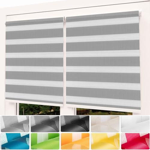 Verdunkelungsrollo Klemmfix 35 x 280 cm Hitzeschutz Energiesparend Verdunkelungsrollo Thermorollo inkl. Montagematerial für Fenster und Tür, Hellgrau