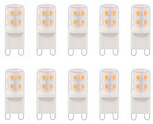 Aiwerttes G9 3 W LED-Leuchtmittel, warmweiß, nicht dimmbar, Energiesparlampen, entspricht 25 W Halogenlampen, flimmerfrei, 10 Stück