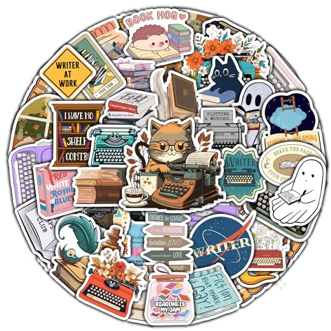 BIGZORO 50 Stück Schriftsteller-Aufkleber, Vinyl-Aufkleber, wasserdichte Dekorationen, Wasserflaschen, Laptop, Computer, Handyhülle, Umschlag, Notizbuch, Sammelalbum, bunt, schön für Schriftsteller,