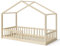Bellabino Bia Kinderbett 90x200 cm – Hausbett mit Rausfallschutz & Lattenrost – Montessori Bodenbett aus Massivholz Kiefer – Kinder Bett in Natur für Jungen und Mädchen