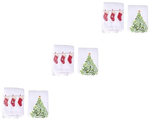 Ciieeo 6 STK Baumwollhandtuch weihnachtliche gästetücher Weihnachtshandtücher weihnachtsmotiv get Packing Gesichtsreinigungstuch Weihnachtsgesichtstuch aus Baumwolle Weihnachten Badetuch