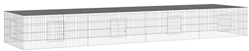 FOZICV Kaninchenkäfig im Freien 4 Paneele 433x109x54 cm Verzinktes Eisen Langlebiges Material Drahtrahmens Hasenstall Belüftet Kaninchengehege Geräumig Bereitstellung von Ausreichend Platz