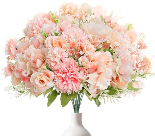Johyzmpun 2 Bündel Rose Kunstblumen wie echt, Rose Blumensträuße künstliche Blumen für Hochzeit Partei Tischaufsätze Blumenarrangement Heim Küche Dekor