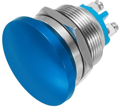 sourcing map 1 interrupteur à bouton poussoir momentané à tête champignon 5 A 250 V AC 22 mm Bleu 1 NO Étanche IP65 SPST Installation ronde bombée 2 vis à pied interrupteur