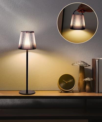 Faithorse Rechargeable Lamp Cordless Table Lamp, Battery Operated Touch Control Portable Wireless Lamp with Handle LED Light for Home Christmas (Grey)