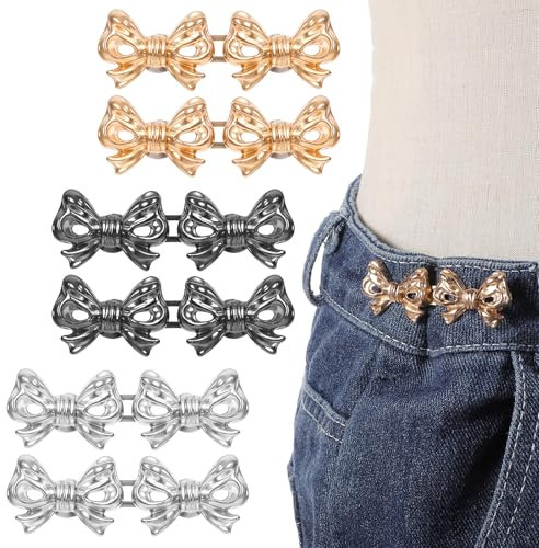 Mabor Schleife Hose, 6 Paare Hosenbund Enger Machen, Clip Hose Ohne Schlaufe, Einstellbarer Knopf für Damen Jeans