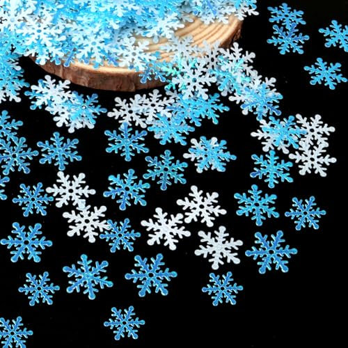 lafo Pack of 600 Snowflakes Decoration Confetti, Schneeflocken Deko Konfetti, Eiskönigin Geburtstagsdeko, Kunstschnee Deko, Glitzerdeko, Glitzer-Winterdekoration, Streudeko (Blue)
