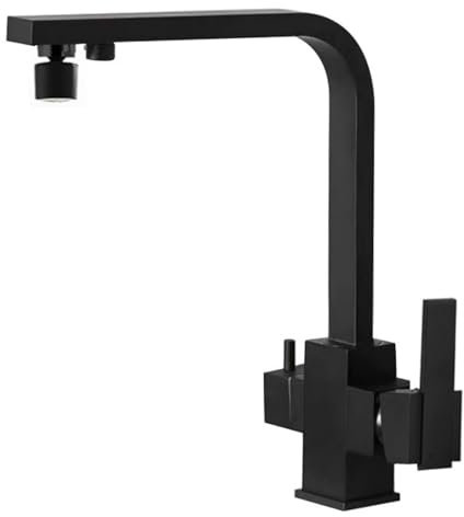 Küchenarmatur Schwarz Wasserhahn Küche Osmose mit Doppelausgang 3 in 1 Mischbatterie Küche für Wasserfilter Dual-Modus
