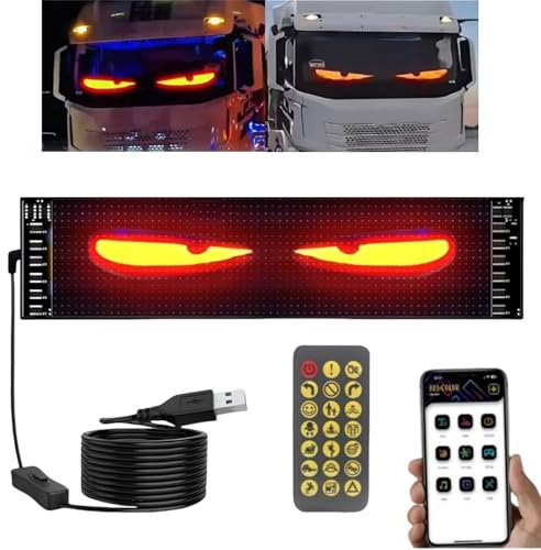 Devil/Eyes Light for Cars,Programmable Flexible Window Screen Led Display,Led Eyes for Truck and Car,Devil/Eyes Car Lights,Truck Windscreen Eyes,Led Display Board,Led Matrix Panel for Cars,Soft Screen
