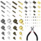80 Stück Reißverschluss Reparatur+Zange Set #3#5#8#10,Reisverschluss-Reparaturset für Reißverschlüsse Ersatzzipper Mit Installieren Sie Zangen,Reisverschluss-Zipper Ersatz(Gold Silber Schwarz Bronze)
