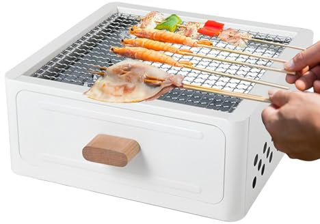 Camping Grill, Desk Charcoal Smoker Oven, Lightweight Charcoal Grill, for Cooking, Camp Grill, Table Grill, Smoker Oven, Portable Fire Pit Grill, Compact Desk Grill, Charcoal