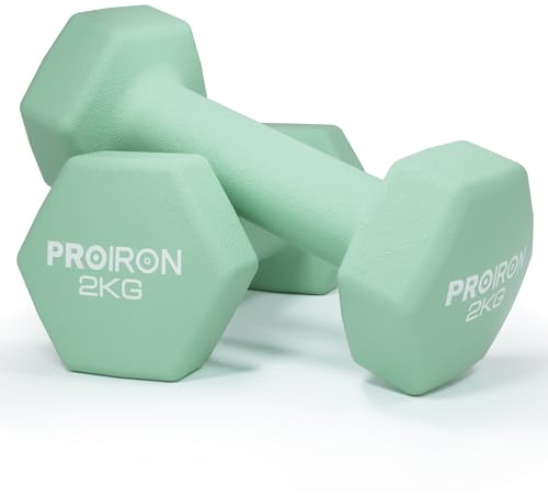 PROIRON Hex Neopren Hanteln, Frauen Hanteln set Anti-Rutsch kurzhanteln für Fitnessstudio Heimübung Arm Hand (1-10Kg, 2er-Set)