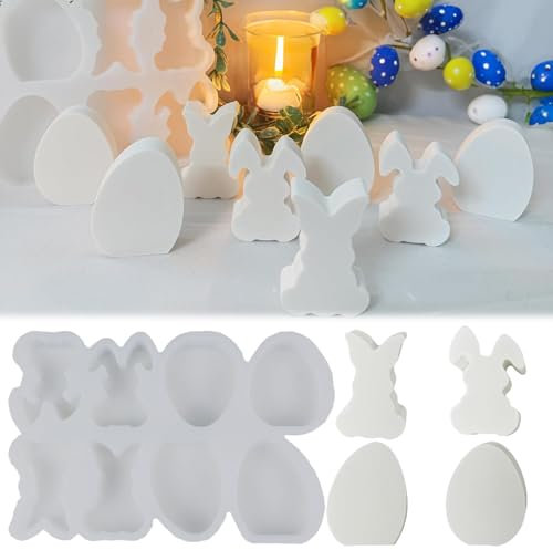Silikonform Hasen Osterei – 8er Set Silikon Gießformen für Ostern, Perfekt für DIY Basteln mit Beton, Osterdeko, Frühling & Bastelprojekte
