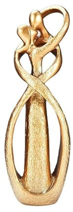 Jenngaoo Goldene Paar Skulptur 23 cm, Deko Figur Kuss | Handgefertigte Romantik Deko für Wohnzimmer, Schlafzimmer, Garten, perfekt als Hochzeits oder Valentinstagsgeschenk