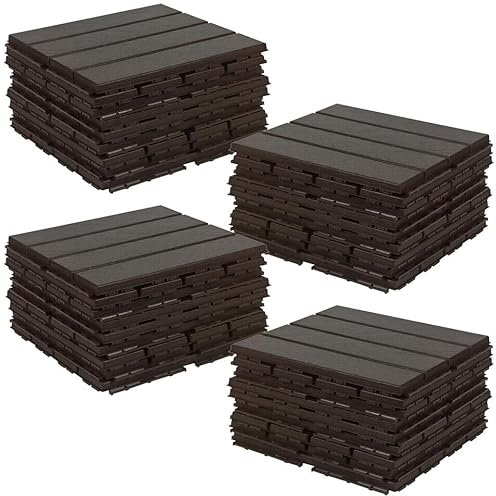 URBNLIVING 36 azulejos de plástico entrelazados para terrazas de jardín, rejilla de patio al aire libre, duradera y fácil instalación, no requiere herramientas, azulejos de suelo de 33 x 33 cm, 36