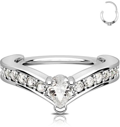 OUFER 16G Helix Piercings 10 mm V-Shaped Conch Piercing Ring Rook Tragus Daith Chirurgenstahl Clicker Cartilage Earring Hoop Knorpel Ohrring Ohrpiercing Forward Top of Ear Septum Nose Ring