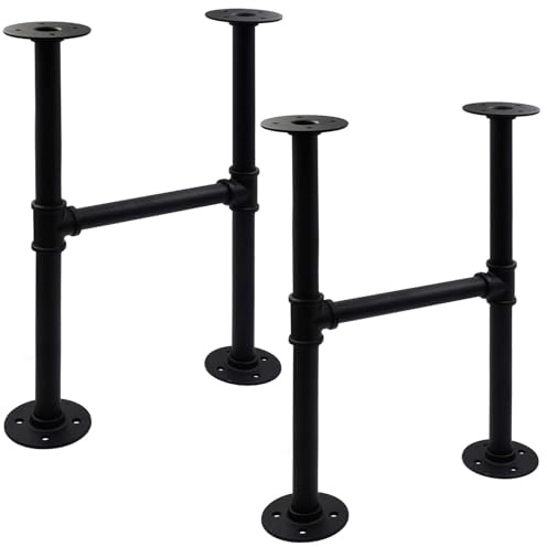 76,2 cm industrielles Rohr-Tischbein-Set, Eisen-Basisbeine für Couchtische, Schreibtische, Nachttisch, Vintage, dunkelgrau-schwarz, raue Rohre, 2 Stück
