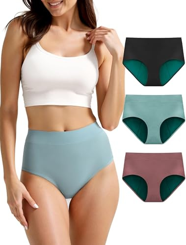 TIICHOO Culotte Menstruelle Flux Tres Abondant Taille Haute Culotte Incontinence Femme Lavable Lot de 3