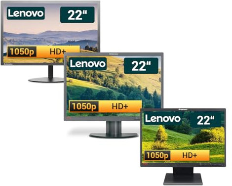 Lenovo 22 Zoll Business Computer Monitor, Desktop Gaming Monitor, HD+ (VGA - DVI - VESA), PC Bildschirm, schwarz/Silber (Generalüberholt)