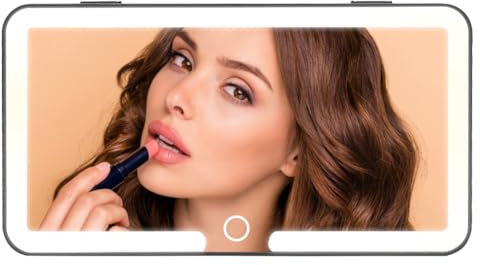 Auto Kosmetikspiegel, Auto Sonnenblende Spiegel LED mit 3 Lichtmodi, Wiederaufladbarer Schminkspiegel mit Licht, Tragbarer Kosmetikspiegel Lichter, 23,5 x12,7cm, Einfacher Einbau