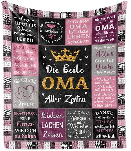 JOSOSO Oma Geschenk Weihnachten, Oma Geschenk Geburtstag, Geschenk für Oma, Beste Oma Geschenke, Geschenke Oma, Geschenk für Oma von Enkel, Geburtstagsgeschenk für Oma Decke 150x130CM