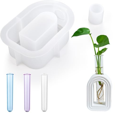 Resin Moulds, Arch Shape Epoxy Resin Moluds with 3 Acrylic Test Tubes | Vase Silicone Mould for Making Vase