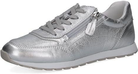 CAPRICE Damen Sneaker aus Leder, Metallic (Silver Metal.), 41
