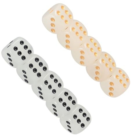 BESPORTBLE 10Stücke Glow in The Dark Würfelset Leuchtende Würfel für Brettspiele und Partys Kreatives Design Spaß für Familie und Freunde als