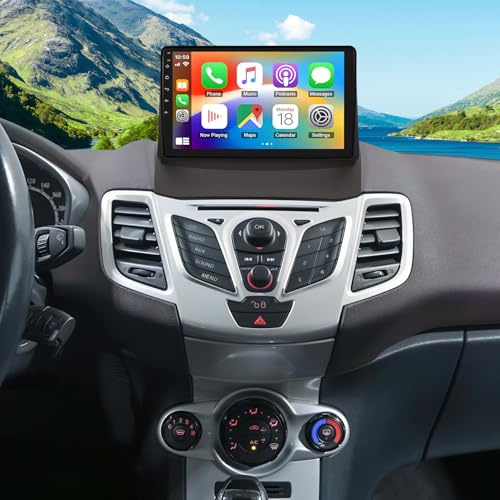 ikasus 4+64G 9 Zoll Android 2 Din Autoradio Radio für Ford Fiesta 2009-2010-2011-2012-2014 mit Wireless Carplay & Android Auto GPS Navigation, Android 14, Bluetooth, WiFi, Mikrofon + Rückfahrkamera