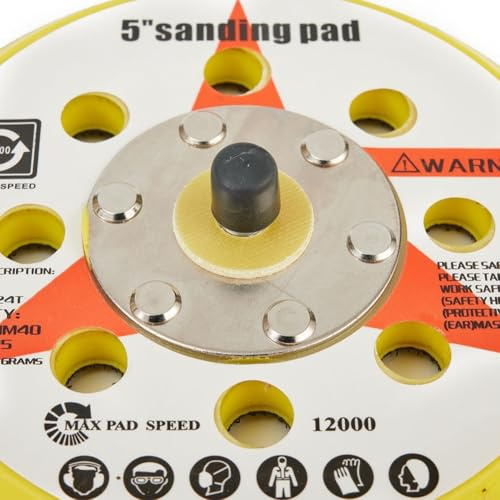 Sanding Backing Pad 125mm 5 Inch Polisher Backing Plate with 8 Hole Dust Extraction Flexible Sanding Pad Air Sander Attachment for Velcro Sanding Disc and