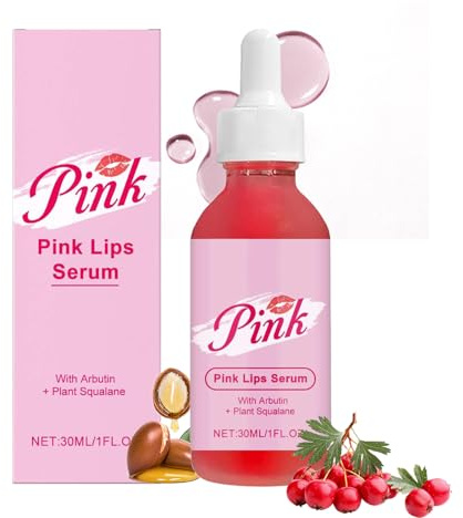 Lippenaufhellung für dunkle Lippen, rosa Lippenserum mit Jojobaöl, feuchtigkeitsspendendes Lippenöl, reduziert feine Linien, erhöht die Elastizität der Lippen, hilft Verfärbungen der Lippen oder einen