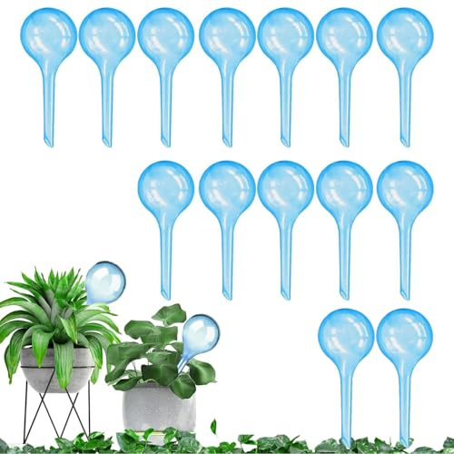 BUKYCAT 14 Stück Kleine Pflanzen Gießkugeln, Automatische Bewässerungskugeln 13x5cm, Pflanzen Bewässerungskugeln, PVC Bewässerung-Kugeln für Topfpflanzen, Zimmerpflanzen, Hängepflanzen & Außengärten