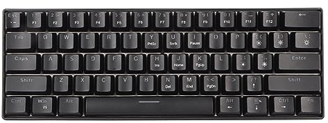 Fabater PC-Gaming-Tastatur, Reakionsschelle Kleine Größe, Kompakt, Ergonomisch, Bequem, Tragbar, Mechanische Geschmacksmark 61 Schmecken für 98 2000 7 8 10 XP (Schwarzer Farbe Blauer Schalter)