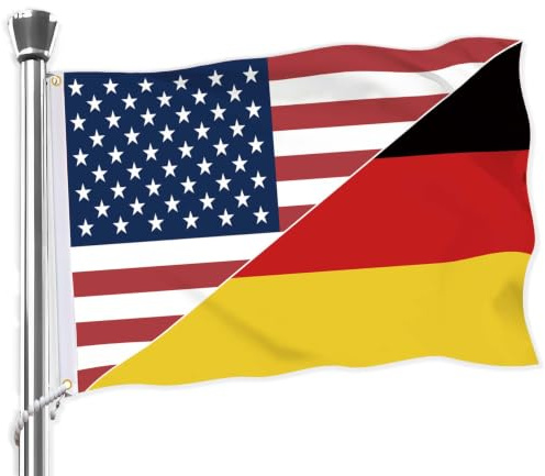 90x150 CM Vereinigte Staaten Deutschland Kombinierte Flagge,Große amerikanische US Freundschaft Flaggen,36x60 Zoll doppelt gedrucktes dauerhaftes Banner,150D Dekorationen mit 2 Grommet