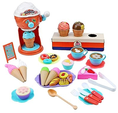 CRDARAAV 38 Pieces Afternoon Tea Cake Toy Ice Cream Maker Toy Set for Boys Child Kids
