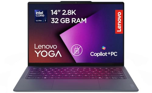 Lenovo Yoga Slim 7i Ultra Aura Edition Copilot+ PC Notebook 14 2.8K OLED Touch, Intel Core Ultra 7 355, 32GB RAM, 1TB SSD, WiFi 7, Windows 11, per Lavoro, Studio e Creatività - Caricatore non incluso