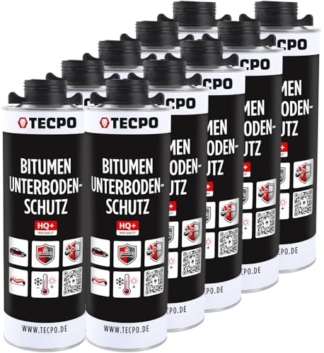 TECPO Unterbodenschutz Bitumen Schwarz 10 Liter UBS Saugdose Steinschlagschutz Korrosionsschutz Rostschutz Unterboden Auto Kfz Langzeit