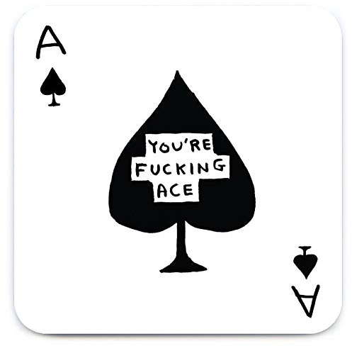 Official David Shrigley - Funny Rude 'F*cking Ace Coaster' - Small Gift Ideas For Him Her - Friends Birthday - Housewarming Present - New Home Gift - Funny Gifts For Women Men - Sold By Brainbox Candy