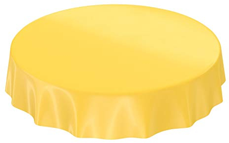 Wachstuchtischdecke Wachstuch abwaschbare Tischdecke Uni Glanz Einfarbig Gelb Schnittkante Rund 120cm