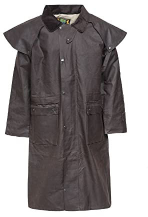 Hunter-Outdoor Aussie Duster Long Unisex Wax Coat (Brown, XXXLarge)