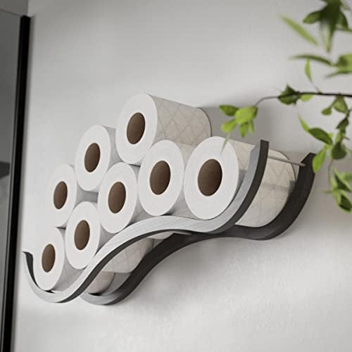 Toilettenpapierhalter Holz Wand toilettenpapier aufbewahrung Wand Toilettenpapier Rollenhalter aus Holz toilettenpapieraufbewahrung Welle(Grau)