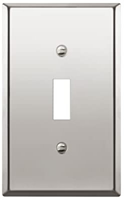 ENERLITES Kipp-Lichtschalter, Metall-Wandplatte, Edelstahl 201, korrosionsbeständig, Standardgröße 1-Fach, 11,4 x 7 cm, 7711-PC, poliertes Chrom, Silber