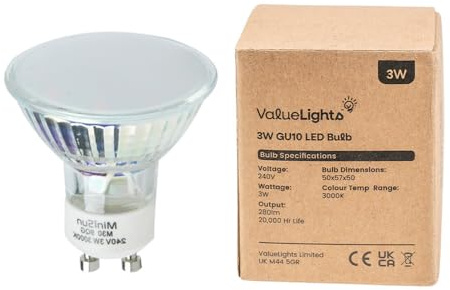 MiniSun | 3W GU10 Energy Saving LED Light Bulb | LED Bulbs, Home Décor & Improvement Essential | 3000K Warm White