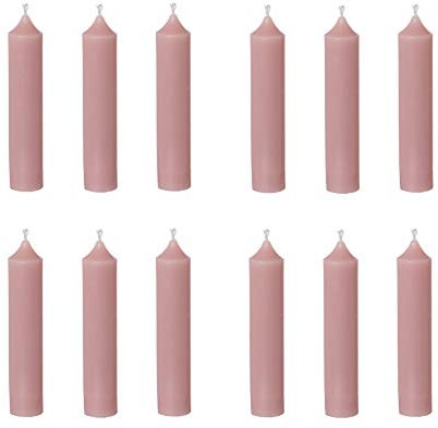 IB Laursen 12x Stabkerzen in Rosa Malva 11 cm - Kerzen aus Paraffin - Leuchterkerzen Spitzkerzen für Kerzenstände Wachskerzen