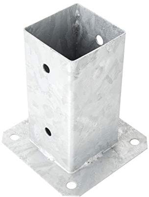 ADGO Support d'ancrage Carré à Visser pour Poteau 90 x 90 mm, Manchon de Support de Poteau de Clôture, pour Béton, Clôtures, Gazebos, Garage, Remises, Tôle Anticorrosion Argentée Galvanisée, 1 pièce