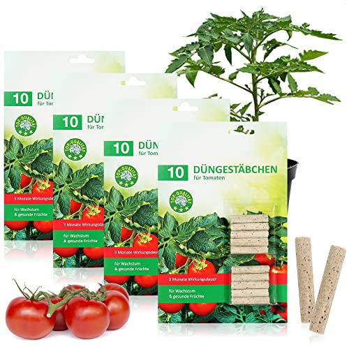 com-four® 40x Düngestäbchen für Tomaten, ausgewogener Tomaten-Dünger mit Langer Wirkungsdauer für hohe Ernten und schmackhafte Früchte