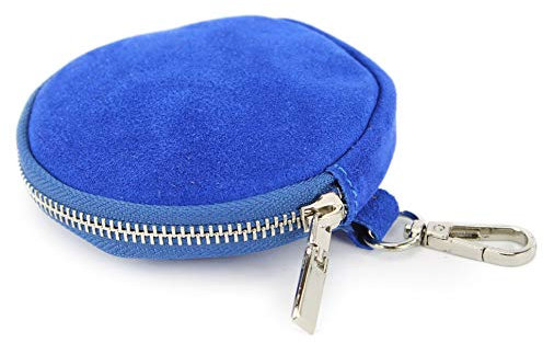 modamoda de P10 / P08 Damen Leder Rauleder Geldbörse Münzgeldbörse Taschenanhänger ø 11,5 cm handmade in Italy, Farbe:Royalblau